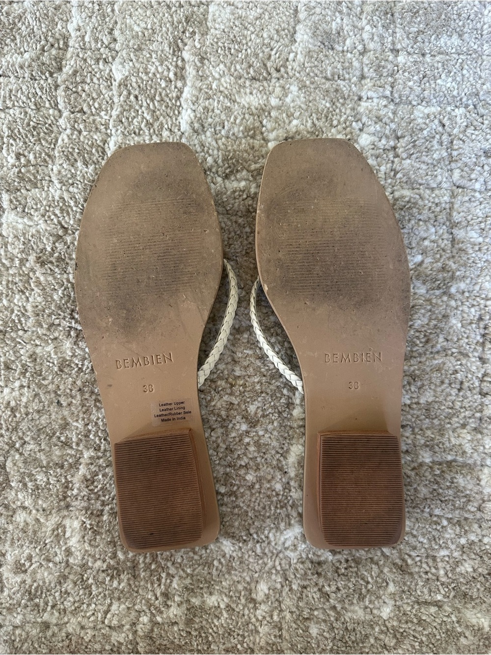 Bembien Braided Square-Toe Cream Sandals - Picture 2 of 2